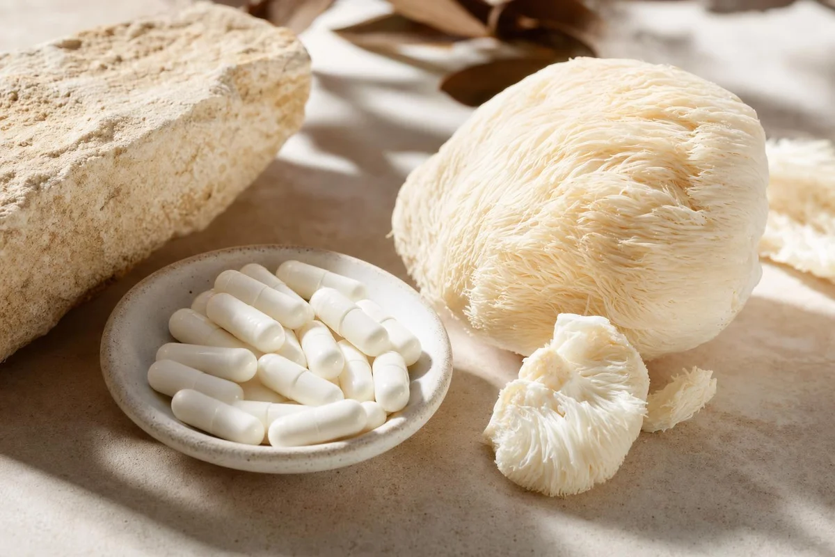 Alpha-GPC choline nootropic capsules with a lion’s mane mushroom