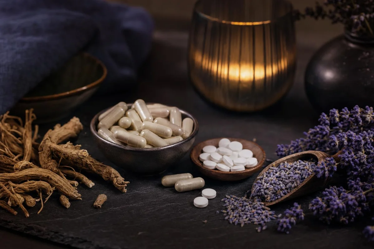 Natural sleep aids including magnesium, melatonin, valerian root, and lavender