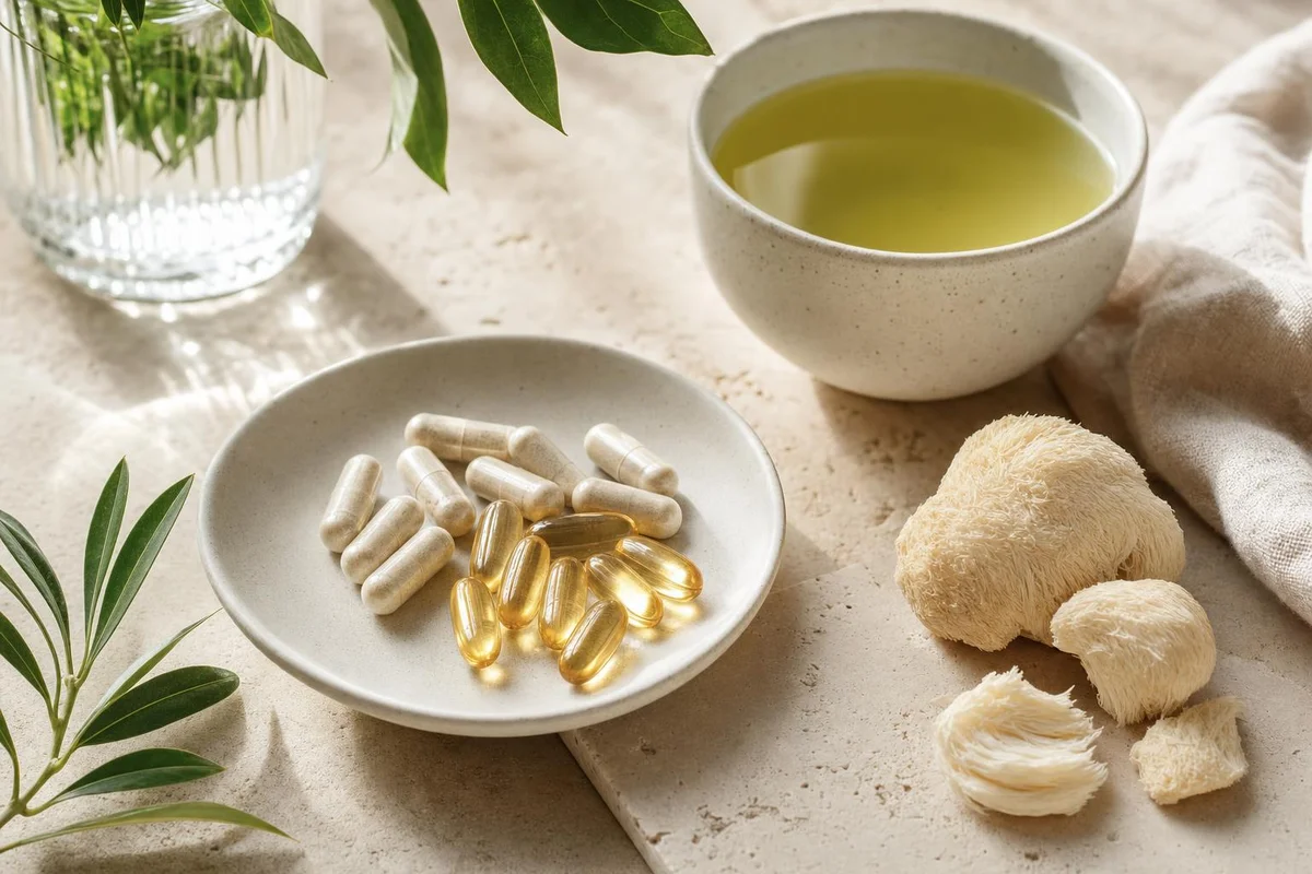 Supplements beside notes for an evidence review of brain fog and fatigue